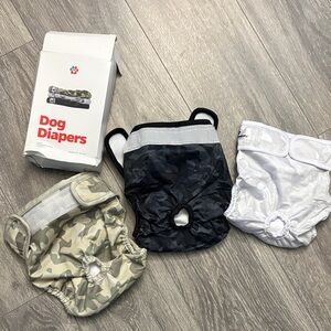 Set of 3 Dog Diapers - Camouflage, Black, White
